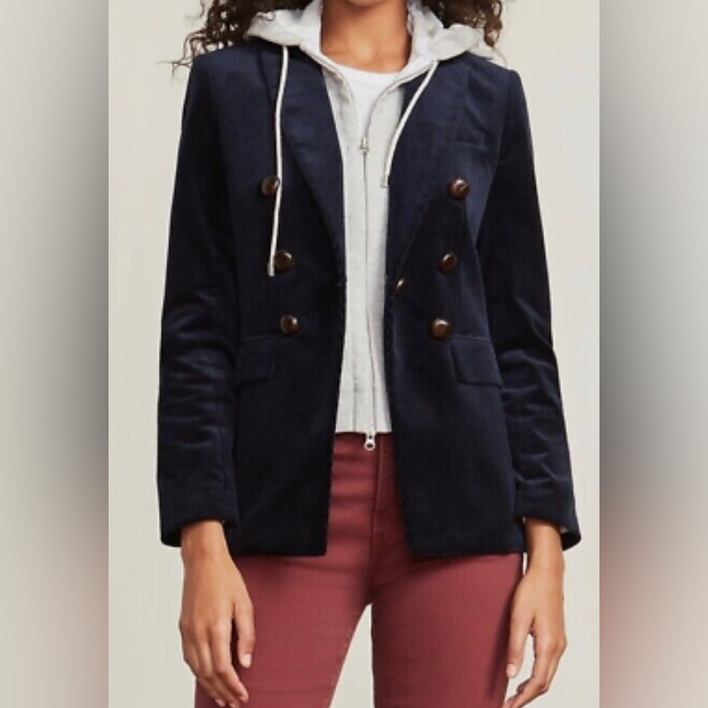 Jacket Coat Blazer Veronica Beard Size UK 10 Gaya Dicky Suede Elbow Patch Navy